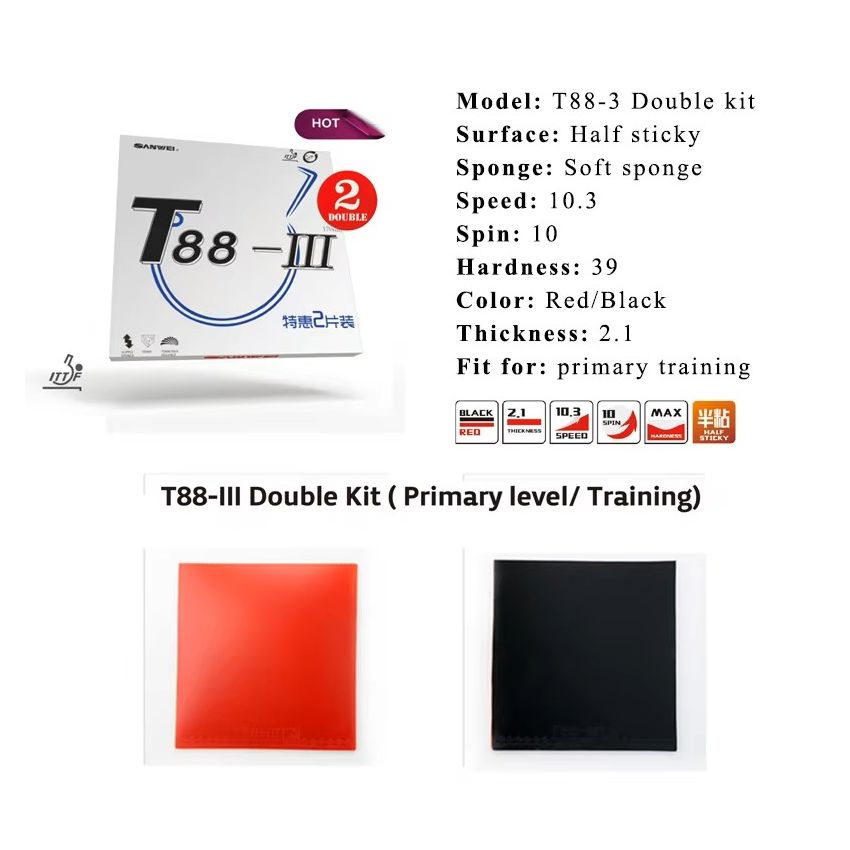 Sanwei Table Tennis Rubber T88-III (2pcs/pack)